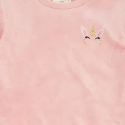 Pantaloons Baby Full Sleeves Unicorn Embroidered Sweatshirt With Coordinating Joggers Set - Pink image 5