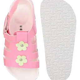 Briskers Floral Applique Detailed Velcro Closure Sandals - Pink image 5