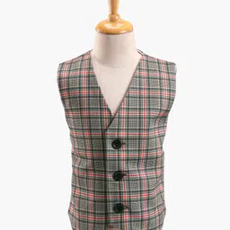 Babyhug Full Sleeves Solid & Checked Party Suit With Bow Detailing - Anthra Black image 5