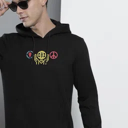 The Indian Garage Co Men Black Printed Hooded Sweatshirt-picture-30