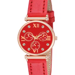 Gopal Shopcart Unisex Dial & Bracelet Style Straps Analogue Watch C34RG RED Mina Leather-picture-11