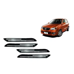 Auto Pearl Plastic & Silver Plated Car Bumper Guard for Maruti Suzuki Alto K10 Black/Silver (Pack of 4 Pcs) image 1