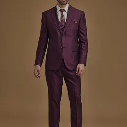 Neumen Mens Self Design Slim-Fit Single-Breasted Five Piece Formal Suit image 1