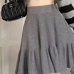 StyleCast Gathered or Pleated Knitted Flared Mini Skirt image 2