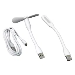 DeoDap Mini USB Fan, USB Light & Micro USB Cable Combo Portable White, 7398 (Set of 3 Pcs)-picture-33