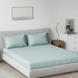 DDecor Blue 180 TC Pure Cotton Super King Bedsheet - 2.74 M x 2.74 M-picture-41