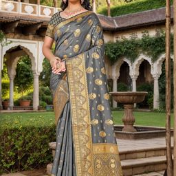 Anouk Rustic Ethnic Motifs Woven Design Banarasi Saree With Blouse Piece-picture-40