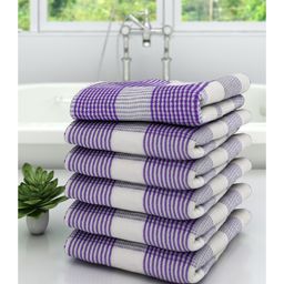 Athom Living 100% Premium Cotton Bath Towel Pin Stripes Print Pack Of 6 - Purple-picture-26