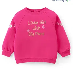 Babyoye eco conscious  100% Cotton Woven Full Sleeves T-Shirt With Text Print - Dark Pink-image-81