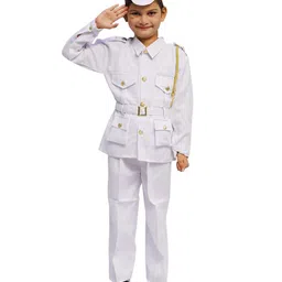 Itsmycostume Button Detailed Solid Navy Costume Set - White-picture-20