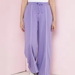 Lil Tomatoes Cotton Looper Taped Flared Track Pants - Lavender-picture-17