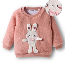 Mark & Mia Full Sleeves Fur Sweatshirt with Bunny Applique - Pink-picture-13