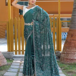 MORDEN MUSE Ethnic Motifs Embroidered Saree image 4