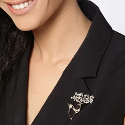 DressBerry Women Gold Plated White-Stone Studded Brooch-image-73