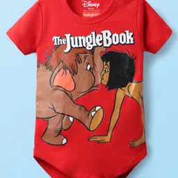 Babyhug Disney Interlock Knit Half Sleeves Onesies With Mowgli & Friends Graphics Pack of 3 - Red White & Olive Green image 2