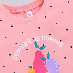 giniekids Half Sleeves Fruits & Polka Dots Printed Tee - Peach image 4