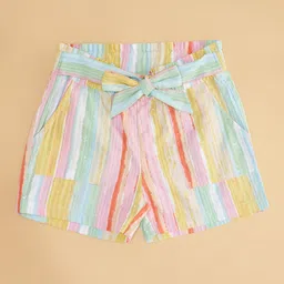 Pantaloons Junior Abstract Striped Shorts - Multi Colour image 4