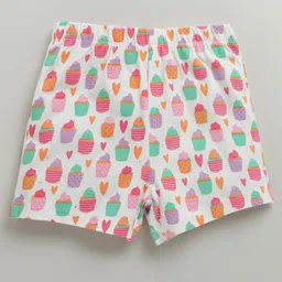 BUMZEE Cotton Pack Of 2 Cup Cakes Printed Shorts - White & Lavender image 5