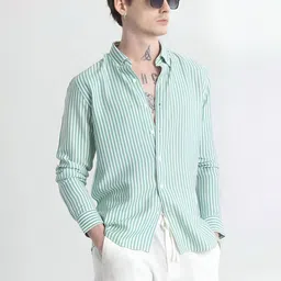 RODEIZ Men Comfort Slim Fit Striped Casual Shirt-picture-10