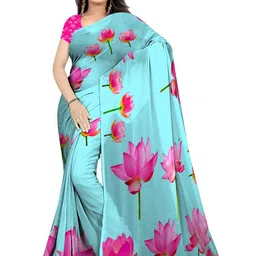 SHIVAM FABRICS Floral Poly Georgette Saree-picture-11