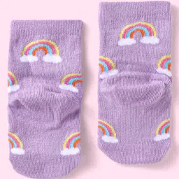 Cute Walk By Babyhug Anti-Bacterial Ankle Length Socks With Polka Dot & Heart Design Pack of 3 - Dark Pink Purple & Orange image 5