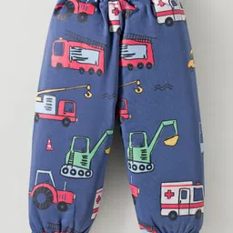 ToffyHouse Knitted Full Sleeves T-Shirt & Lounge Pant Set with Car Print - Navy image 5