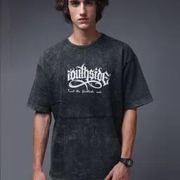 MADSTO Men Typography Printed Round Neck Cotton Oversized T-shirt-picture-16