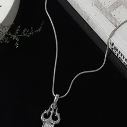P. R. PRINTS Stainless Steel Silver-Plated Mighty Trishul Pendants With Chains-picture-15