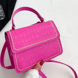 CORSICA Women Pink Textured PU Structured Sling Bag-image-71