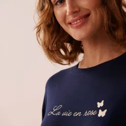 La Vie En Rose Butterfly Print Soft Jersey Drop Shoulder T-Shirt image 3