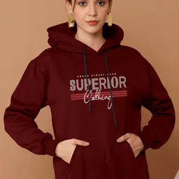 AUSK Women Typography Printed Hooded Full Sleeves Pullover Sweatshirt-image-19