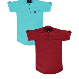OJ TREND Kids-Boys Blue Kurtas-picture-22