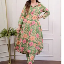 NavNari Printed Pure Cotton Polo Collar Top With Trousers Co-Ords-picture-17