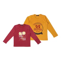 NeuVin Pack Of 2 Kids Graphic Printed Round Neck Long Sleeves Regular Fit Casual T-Shirts-image-88
