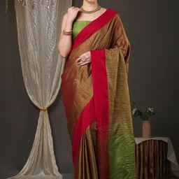 KALINI Woven Design Zari Jute Silk Taant Saree-picture-10