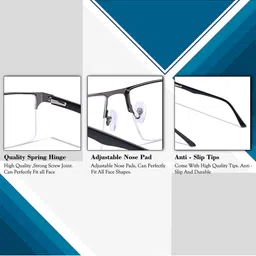 REDEX Unisex Half Rim Rectangle Frame image 3