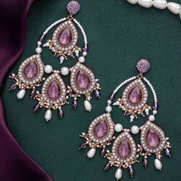 EVERSTYLISH Sanjoya Stone & Beads Embroidered Earrings image 3