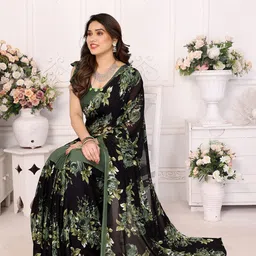 Nirmohi Fashion Floral Printed Saree image 4