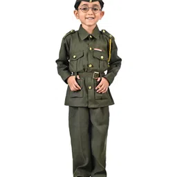BookMyCostume Subhash Chandra Bose Freedom Fighter Fancy Dress Costume - Green-picture-17