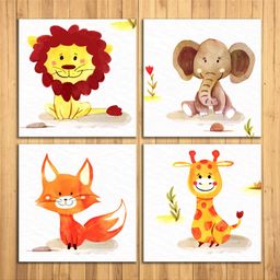 Wens Animals Nursery Sparkle Laminated Wall Panels Set of 4- Multicolor-picture-16