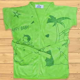 The Little Lookers Half Sleeves Bath Robe Bear Print - Green-image-66