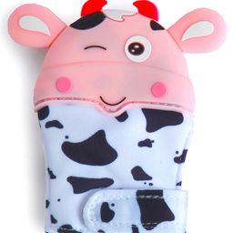 Baby Moo Winking Cow Teething Mitten - Pink White-picture-35