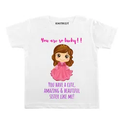 KNITROOT Half Sleeves You Are So Lucky Printed Tee - White-picture-41