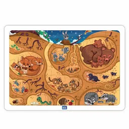 Mini Leaves 35 Pieces Wooden Under Ground  Animal Jigsaw Puzzle with Wooden Tray-image-24