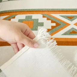 HOMETHREADS Orange & White Printed Sofa Cover image 2