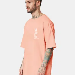 THE BEETEL HOUSE Men Typography Printed Round Neck Pure Cotton Oversized T-shirt image 5
