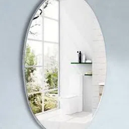 ARYAANSH White Oval Glass Wall Mounted Bathroom Mirror-picture-44