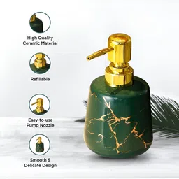 UMAI Green & Gold-Toned 2 piece Abstract Ceramic Soap Dispenser image 3