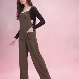 DressBerry Wrinkled Effect Tie-Up Detail Shoulder Straps Basic Jumpsuit image 2