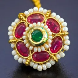 Richlook Gold-Plated Artificial Stones Studded & Pearls Beaded Maang Tikka-picture-10